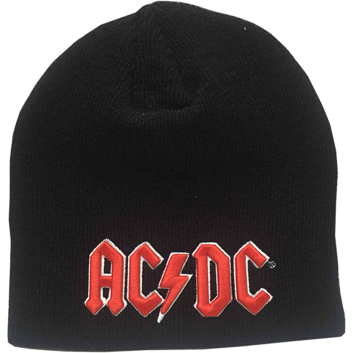 AC/DC Red 3D Logo Black Beanie Hat Headwear