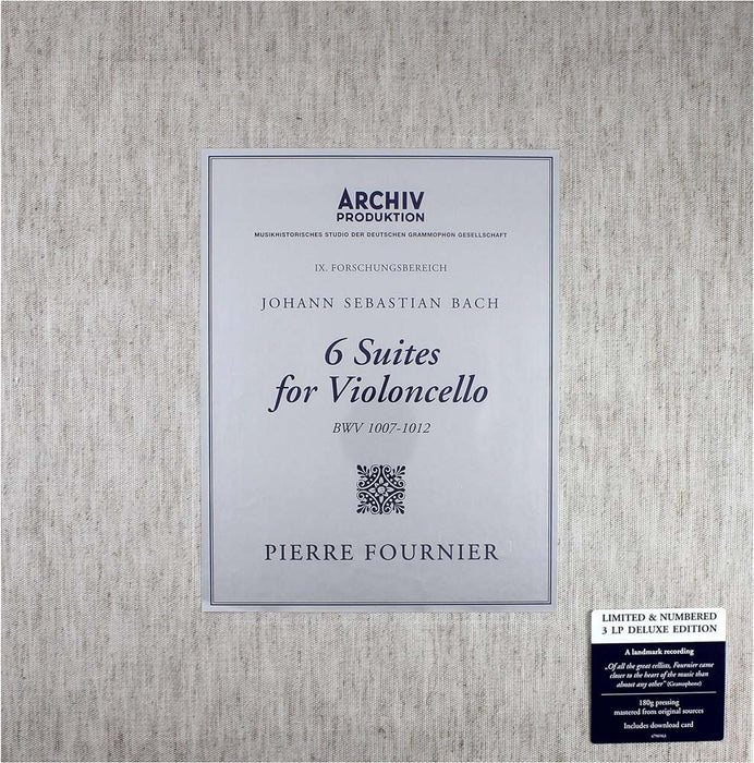 Bach 6 Cello Suites Pierre Fournier 3Lp Ltd Vinyl