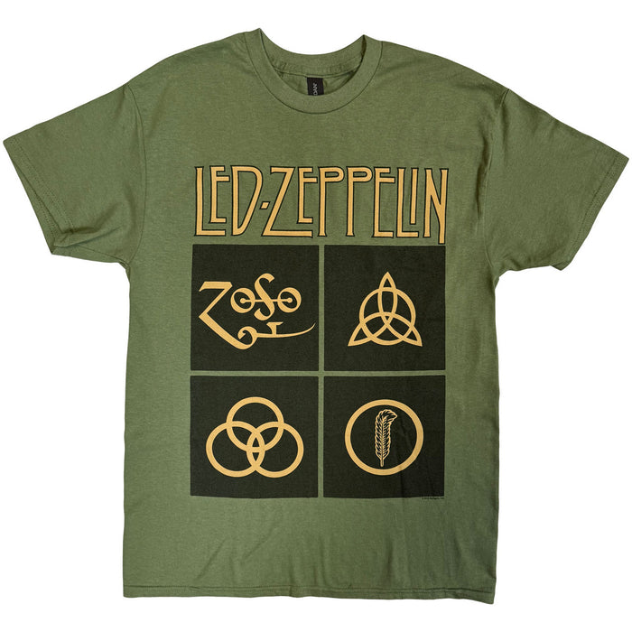 Led Zeppelin Gold Symbols Green X-Large T-Shirt