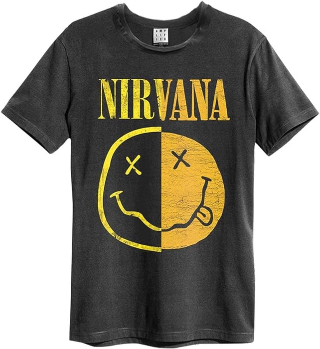 Nirvana Spiced Smiley Amplified Charcoal Large Unisex T-Shirt