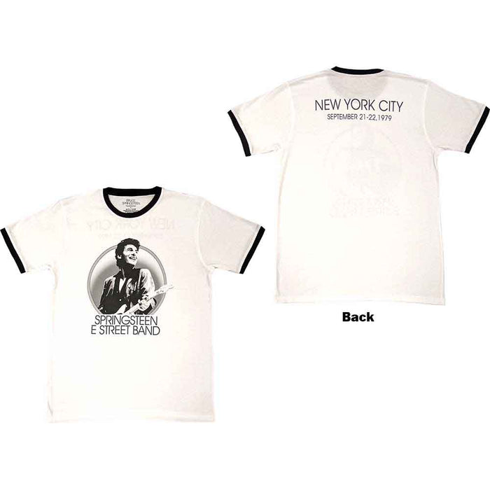 Bruce Springsteen NYC Ringer White Large T-Shirt