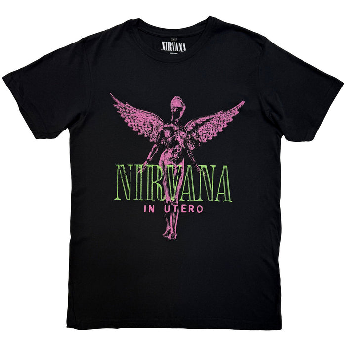 Nirvana In Utero Purple Angel Black Medium T-Shirt
