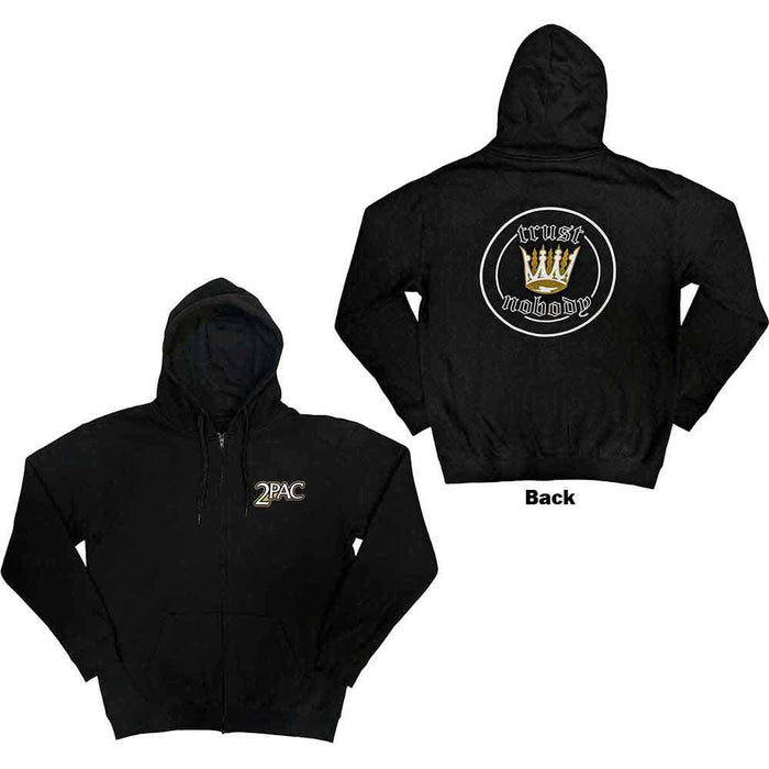 Tupac Crown Seal Black Small Zipped Hoodie