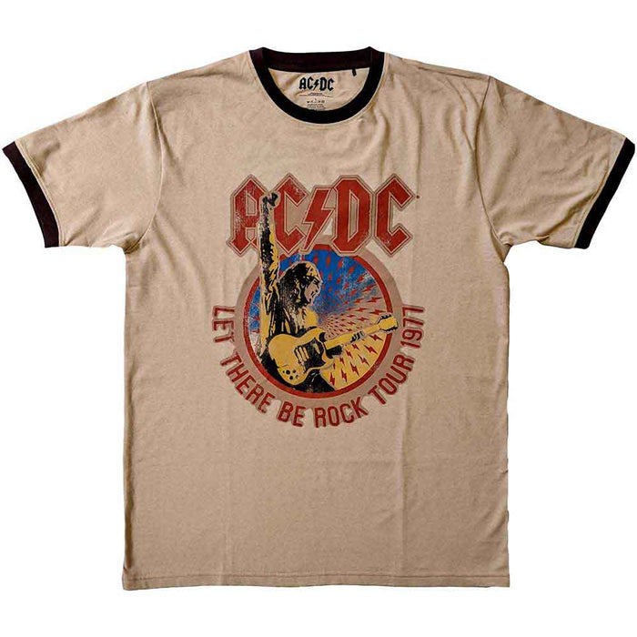 AC/DC Let There Be Rock Tour '77 Ringer Sand Small T-Shirt