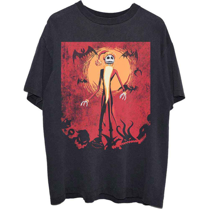 The Nightmare Before Christmas Jack Orange Sun Black Large T-Shirt
