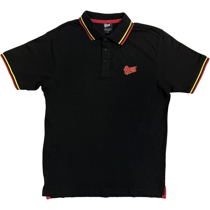 David Bowie Flash Logo Black Medium Unisex Polo Shirt