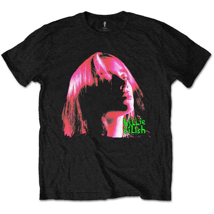 Billie Eilish Neon Shadow Pink Black Large Unisex T-Shirt