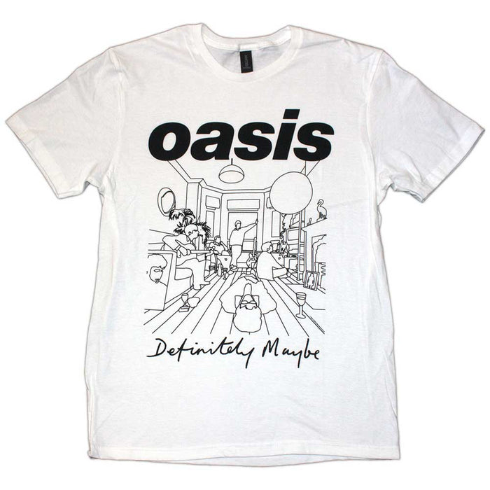 Oasis Definitely Maybe Line Drawing White X-Large Unisex T-Shirt