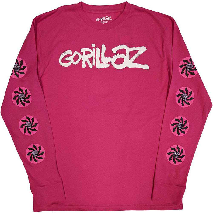 Gorillaz Repeat Pazuzu Spiral Pink Medium Unisex Long Sleeve T-Shirt