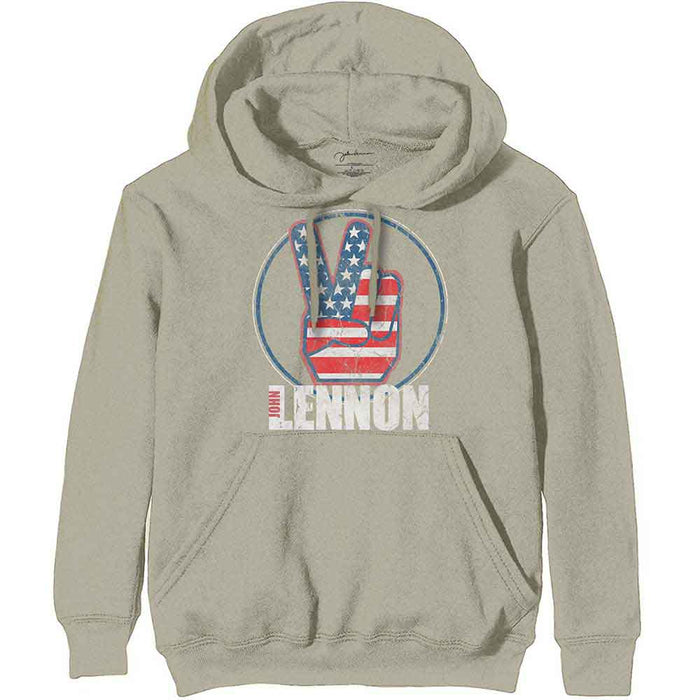 John Lennon Peace Fingers US Flag Sand X-Large Hoodie