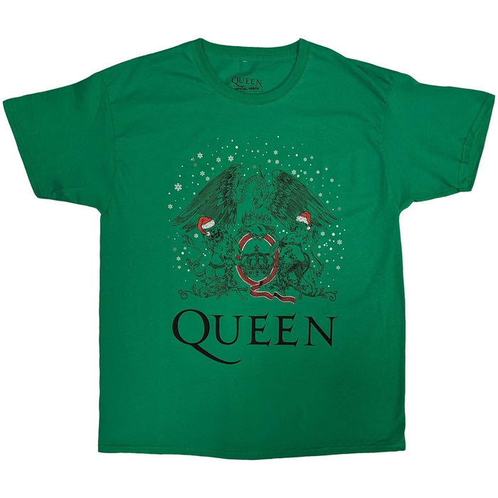 Queen Holiday Crest Green Large T-Shirt