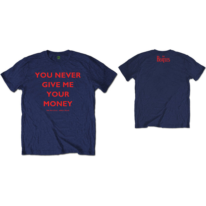 The Beatles You Never Give Me Your Money Navy Blue Large T-Shirt