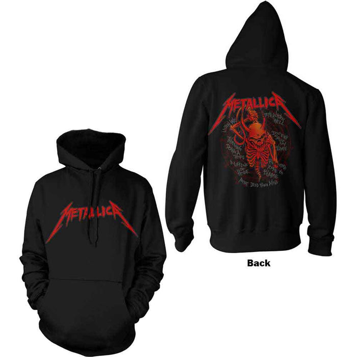 Metallica 7 Skull Screaming Red Black Large Hoodie