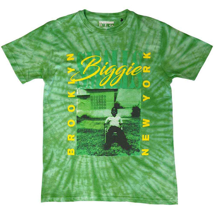 Notorious B.I.G. Biggie Smalls Green 90's New York Dip-Dye Wash Green X-Large Unisex T-Shirt