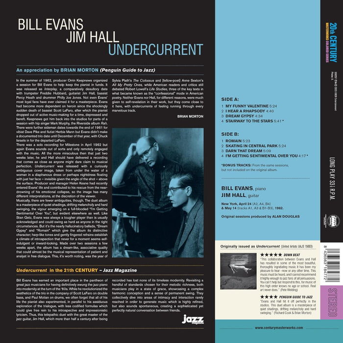 Bill Evans & Jim Hall Undercurrent Vinyl LP Blue Colour 2023