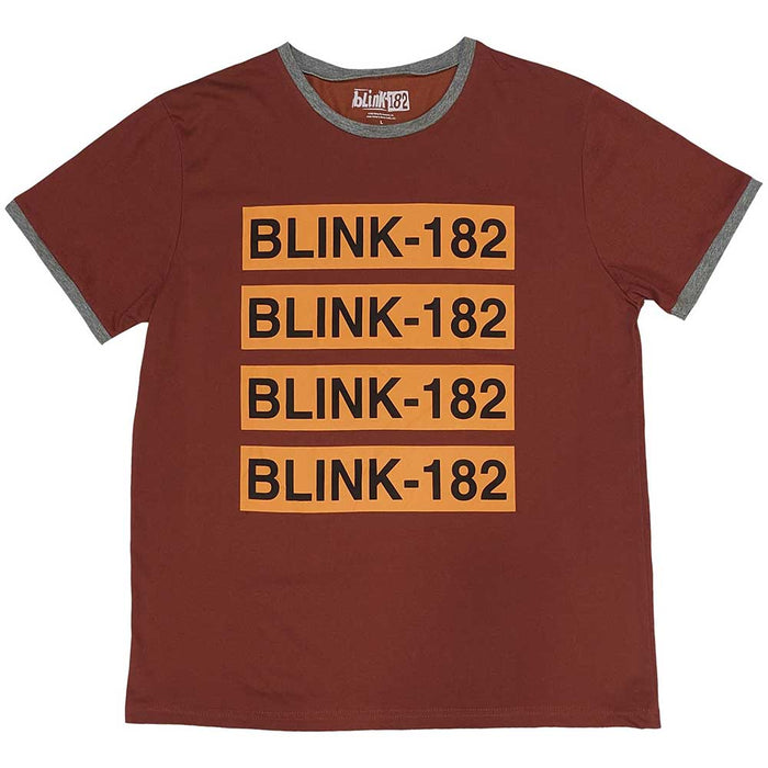 Blink 182 Ringer Style Brown Large Unisex T-Shirt