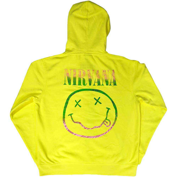 Nirvana Sorbet Ray Happy Face Neon Yellow Small Zipped Hoodie