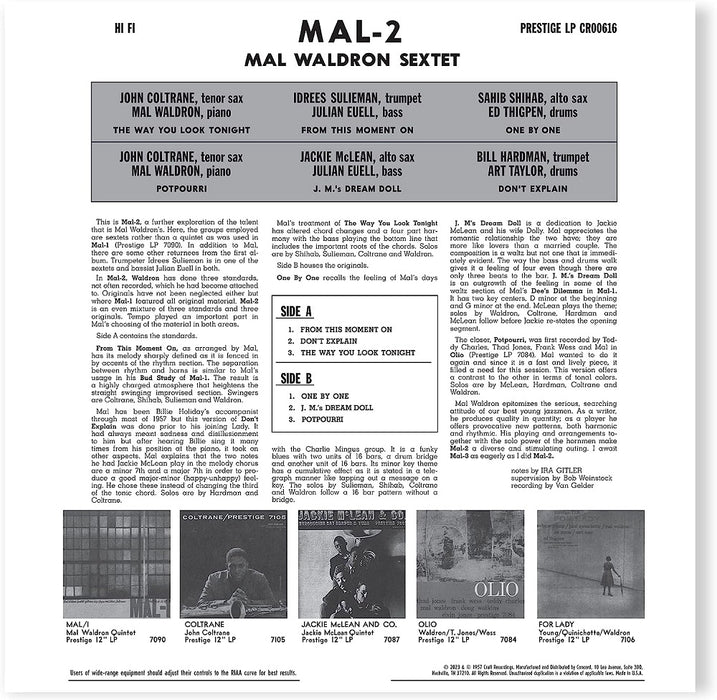 Mal Waldron Sextet Mal/2 Vinyl LP 2023