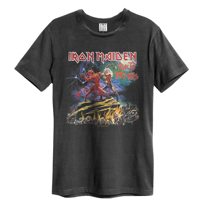 Iron Maiden Run To The Hills Amplified Charcoal Small Unisex T-Shirt