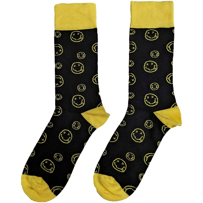 Nirvana Unisex Ankle Socks: Outline Happy Faces (Uk Size 7 - 11)