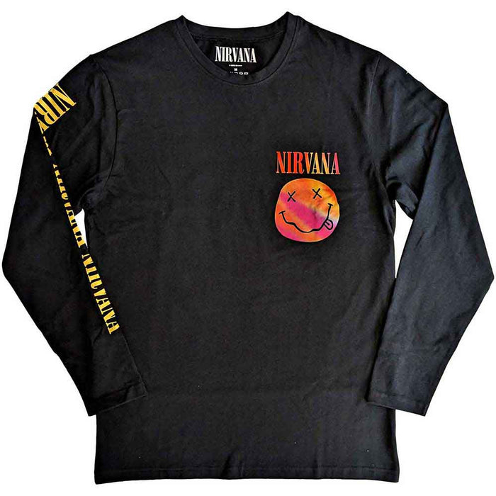 Nirvana Happy Face Black Long Sleeve Small Unisex T-shirt