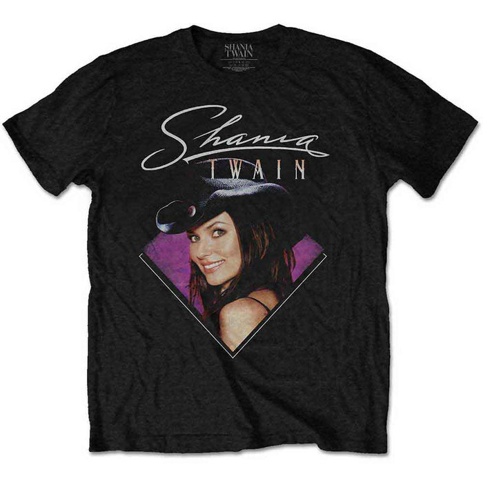 Shania Twain Purple Photo Black Large Unisex T-Shirt