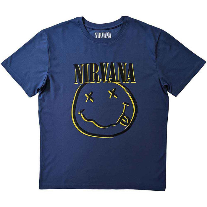 Nirvana Inverse Happy Face Sky Blue Large T-Shirt