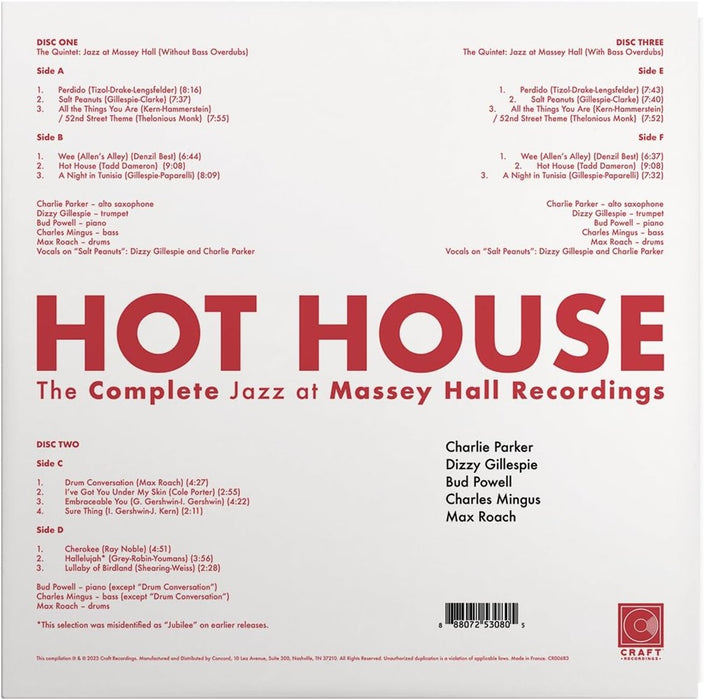 Hot House: The Complete Jazz At Massey Hall Recordings Vinyl LP 2023