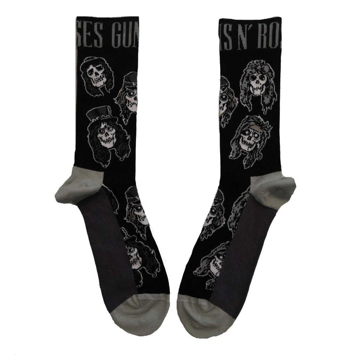 Guns N' Roses Unisex Ankle Socks: Skulls Band Monochrome (Uk Size 7 - 11)