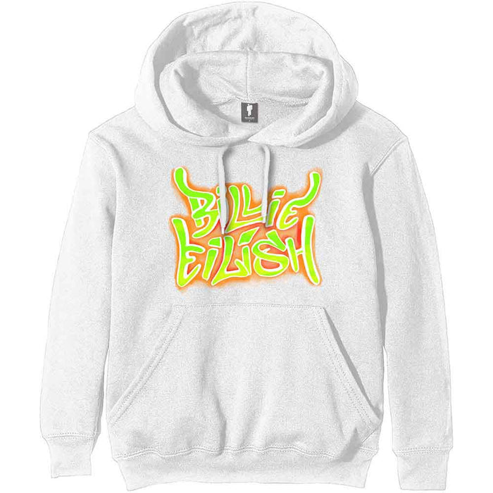 Billie Eilish Airbrush Flames White Small Hoodie