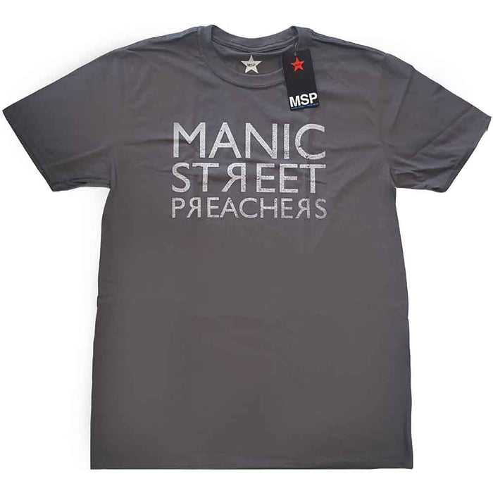 Manic Street Preachers Reversed Logo Charcoal Grey Medium Unisex T-Shirt