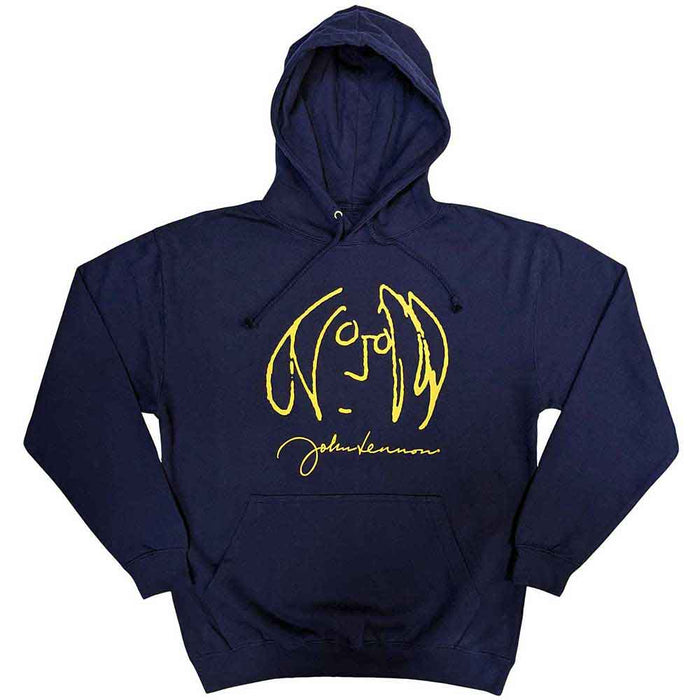 John Lennon  Self Portrait Navy Blue Medium Hoodie