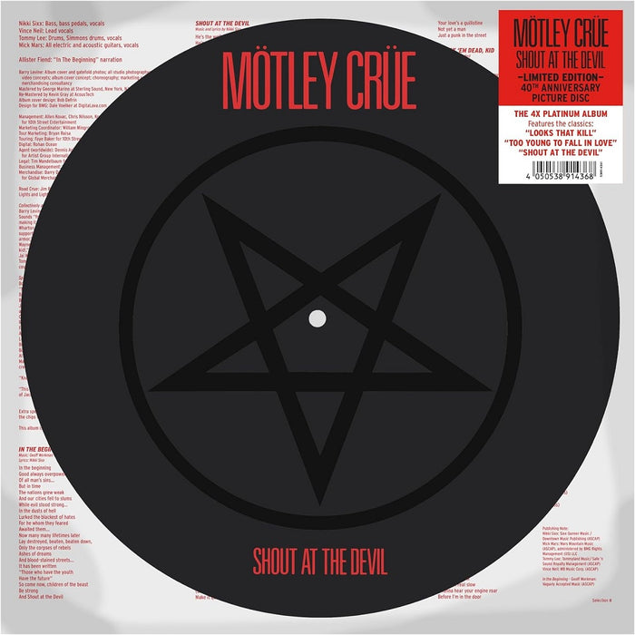 Motley Crue Shout At The Devil Vinyl LP 40th Anniversary Picture Disc 2023