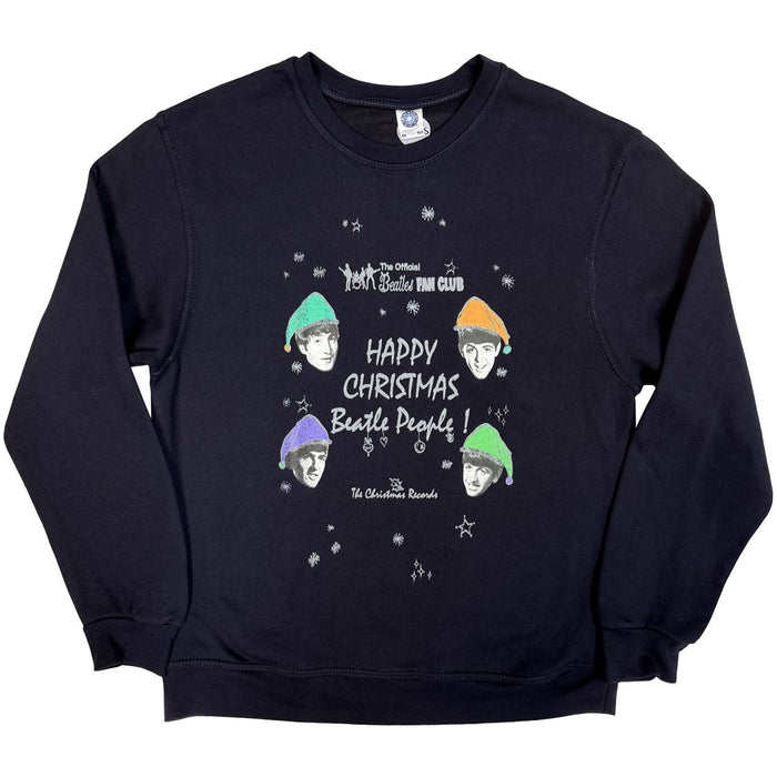 The Beatles Happy Christmas Navy Blue Long Sleeve Small T-Shirt