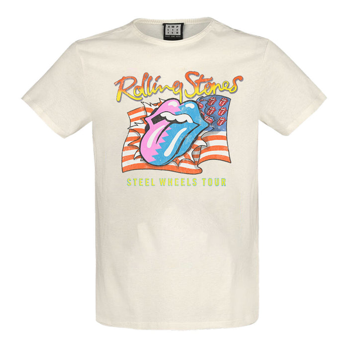 Rolling Stones Steel Wheels Amplified Vintage White Small Unisex T-Shirt