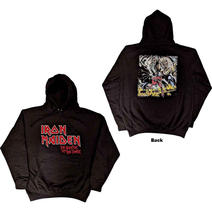 Iron Maiden Number Of The Beast Vintage Logo Black X-Large Hoodie