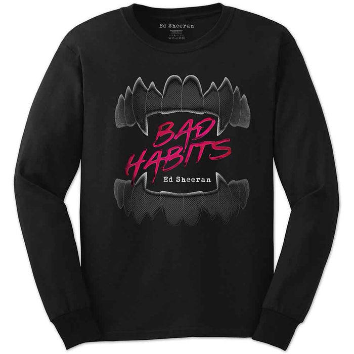 Ed Sheeran Bad Habits Black X-Large Long Sleeve T-Shirt