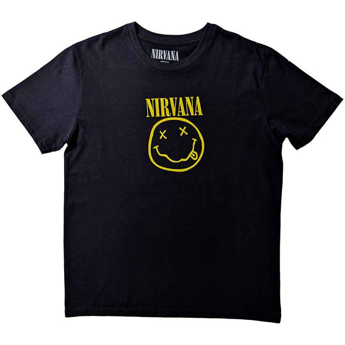 Nirvana Yellow Happy Face Flower Sniffin' Black Medium Unisex T-Shirt