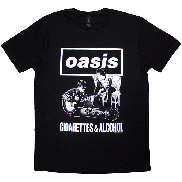Oasis Cigarettes & Alcohol Illustration Mono Black XX-Large T-Shirt