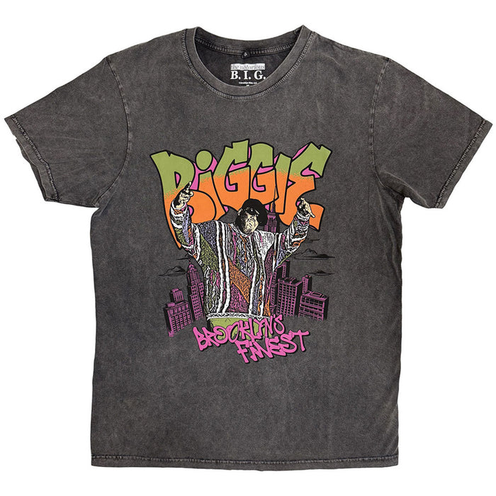 Biggie Smalls Cartoon Graffiti Charcoal Grey X-Large T-Shirt