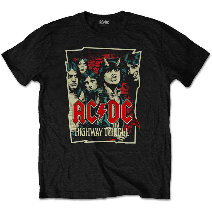 AC/DC Highway To Hell Sketch Black Large Unisex T-Shirt