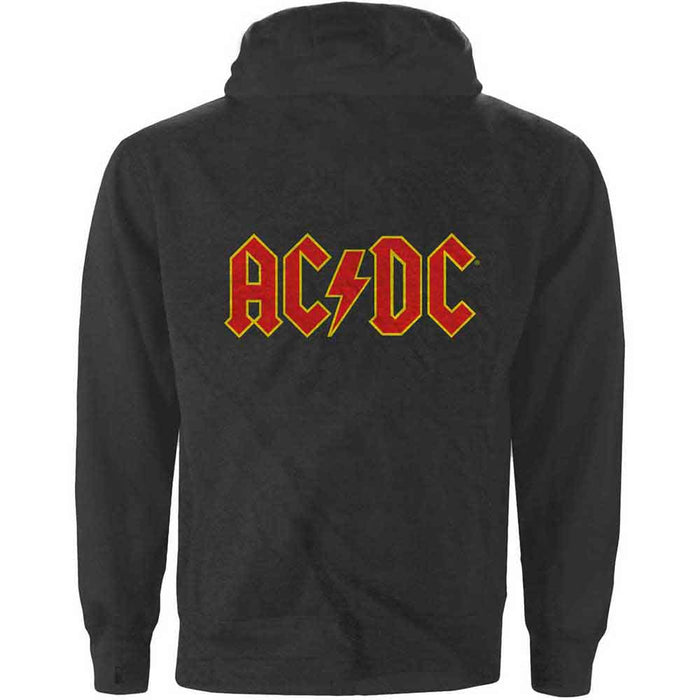 AC/DC Logo Charcoal Grey Large Zipped Hoodie