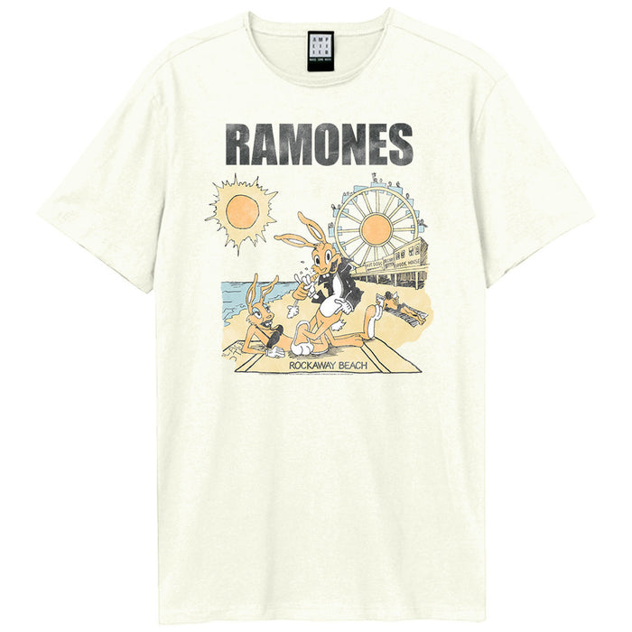 Ramones Rockaway Beach Amplified Vintage White Small T-Shirt
