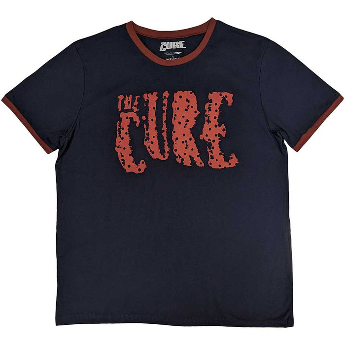 The Cure Logo Ringer Navy Blue XX-Large Unisex T-Shirt