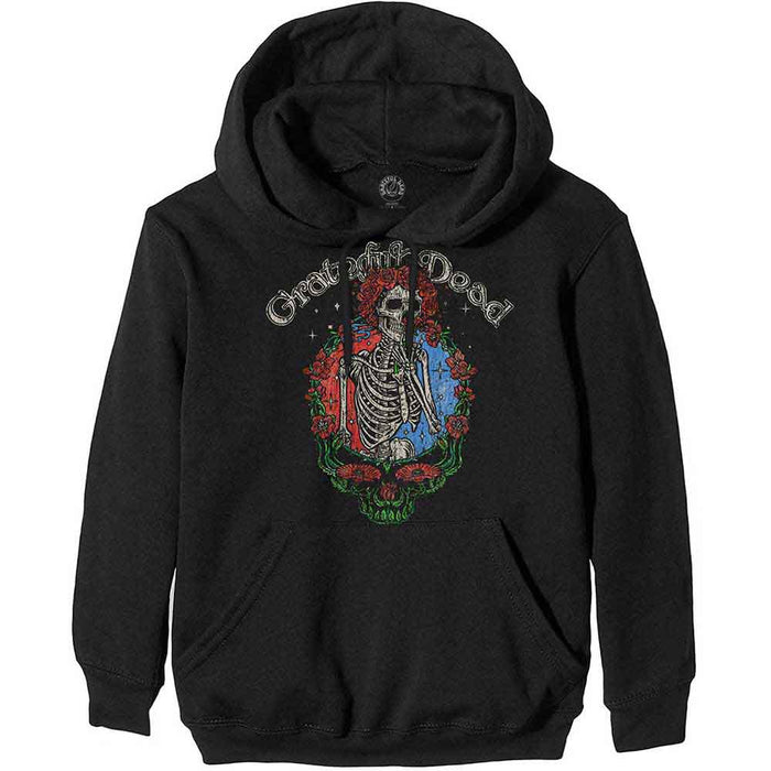 Grateful Dead Floral Stealie Black Large Hoodie