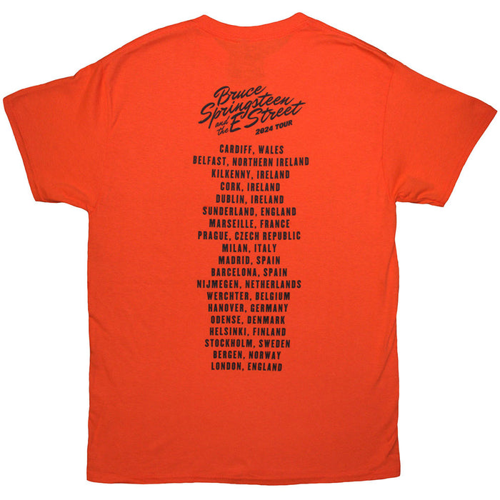 Bruce Springsteen Tour '24 River Font Orange Small T-Shirt