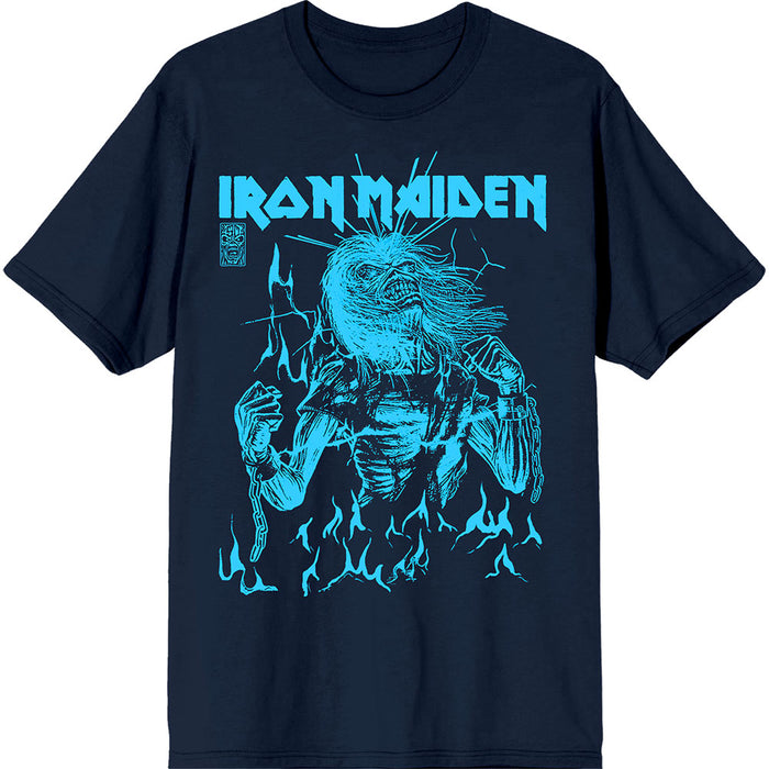 Iron Maiden 50 Life After Death Flames Navy Blue Large T-Shirt