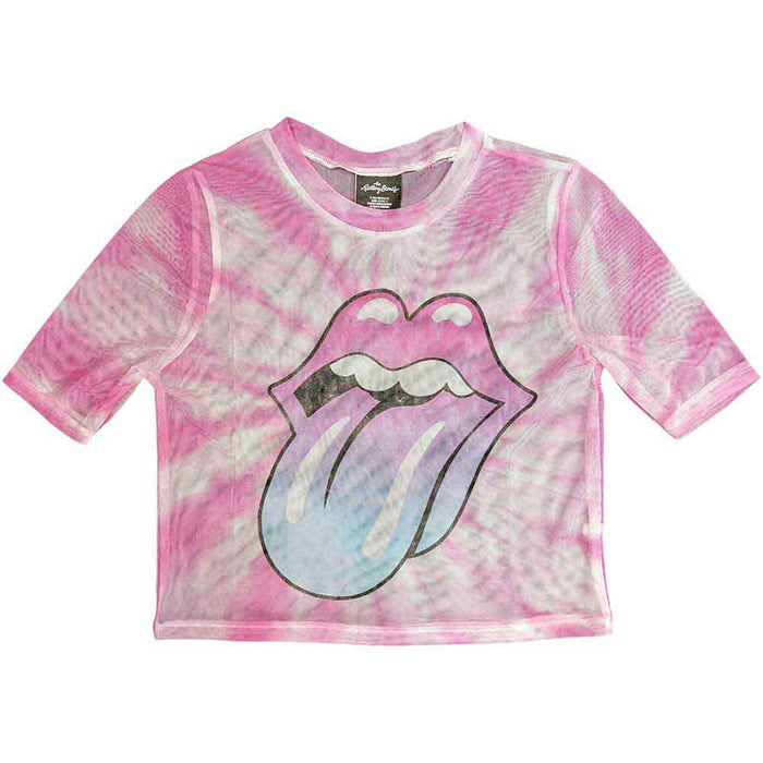 Rolling Stones Pink Gradient Tongue Small Mesh Crop Top