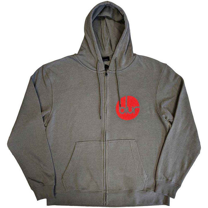 Blur Grey Large Zipped Hoodie