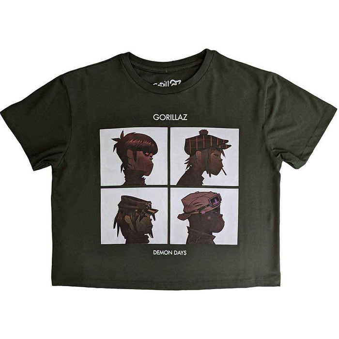 Gorillaz Demon Days Cropped Green Ladies X-Large T-Shirt